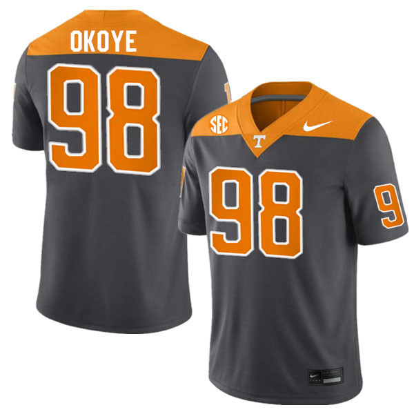 Men #98 Emmanuel Okoye Tennessee Volunteers College Football Jerseys Stitched-Anthracite